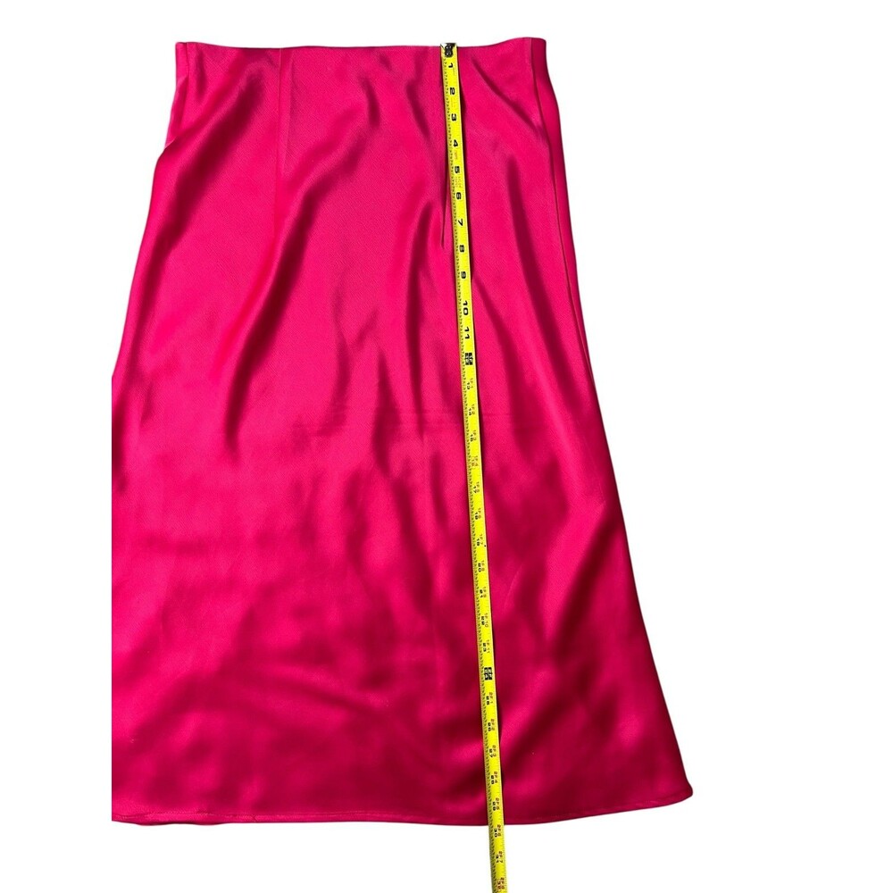 Rachel Zoe Hot Pink Bias-Cut Satin Slip Skirt  4  Barbiecore Date Night Office - Picture 7 of 13